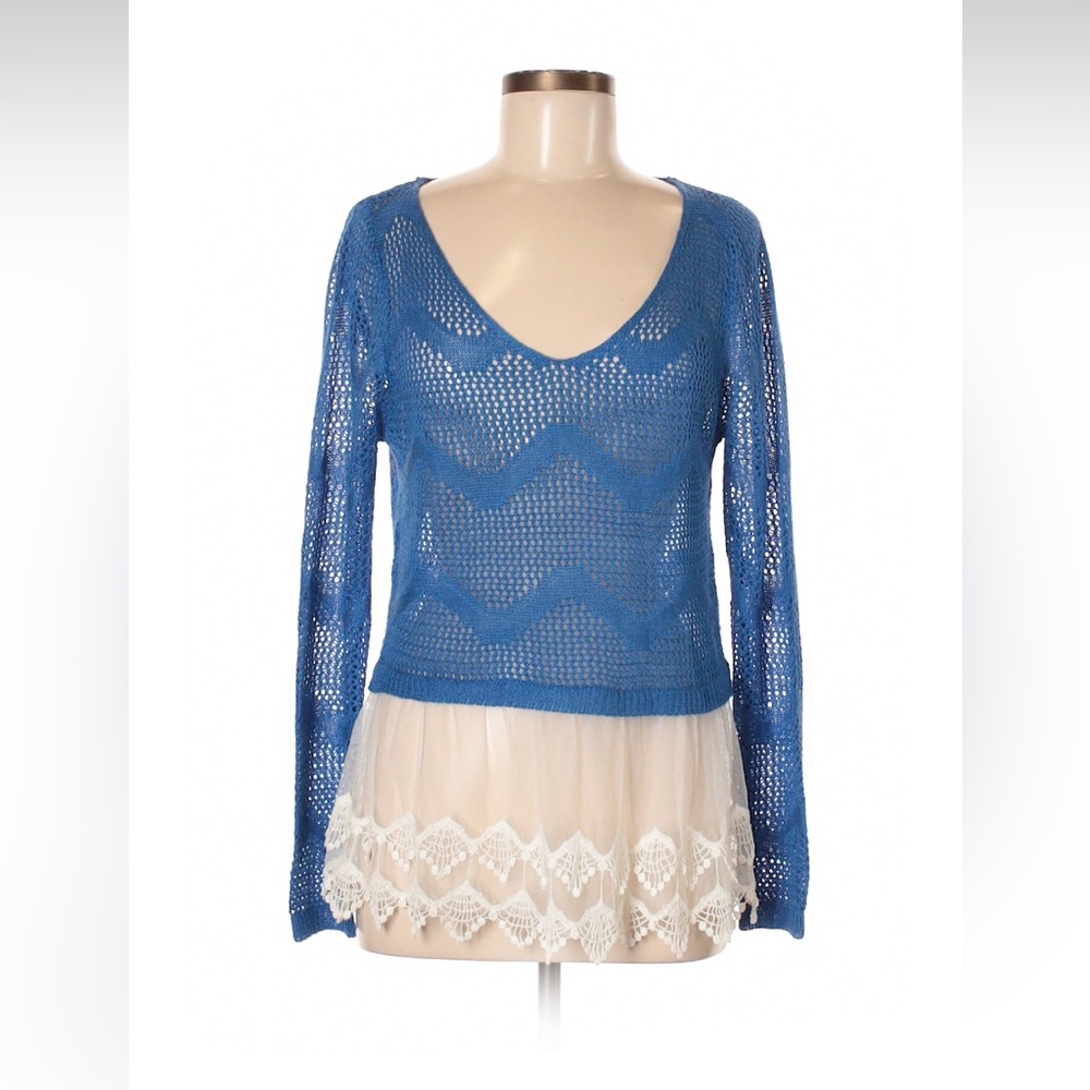 Love Riche Blue and Cream Sweater